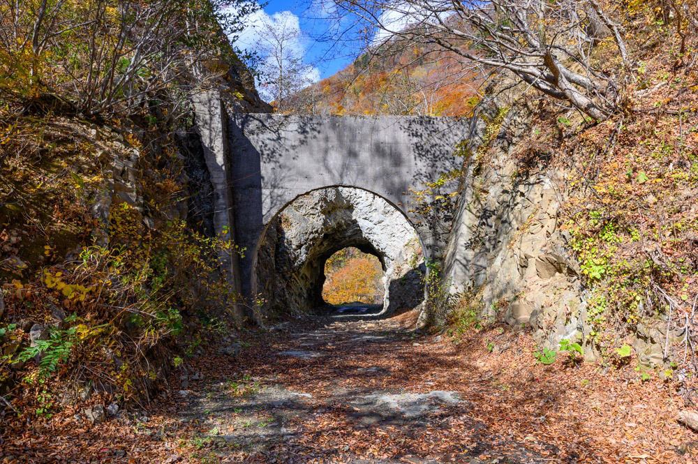 下山に利用した林道の御所山隧道。隧道は2本ある