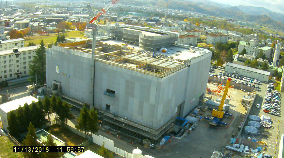 工事中の東日本重粒子線がんセンターの建屋（写真提供：山形大学医学部附属病院）